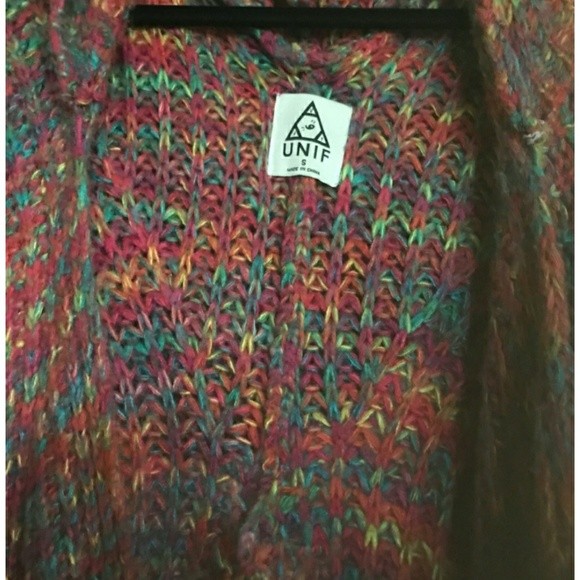 UNIF RAYA HOODED OVERSIZED RAINBOW SWEATER SMALL - Picture 4 of 4